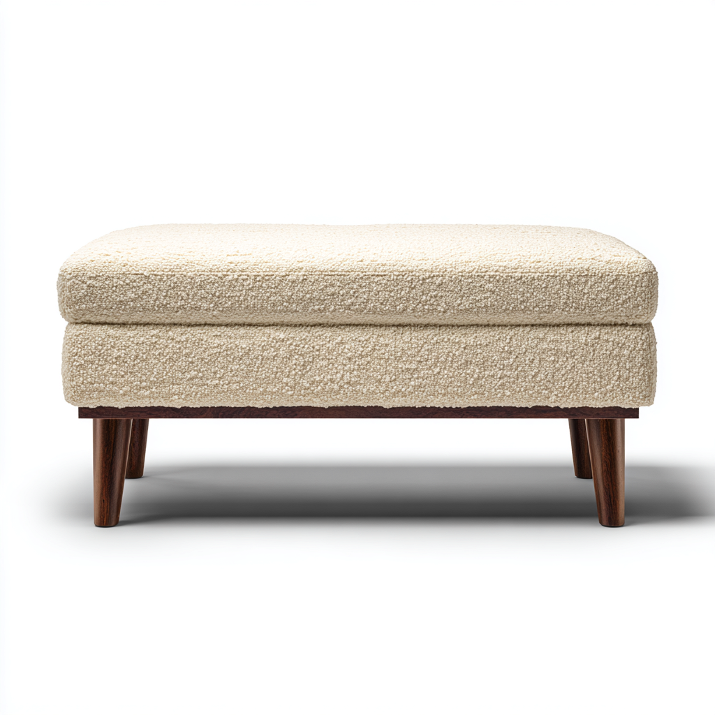 Banc de lit-bois-tissu-98x40x44 cm-beige-design moderne-Nicheara