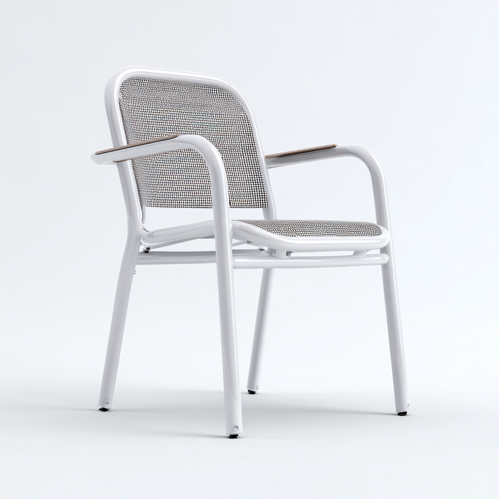 Fauteuil de jardin - Métal - Résine - 55x57x87 cm - Blanc-Gris - Moderne-Nicheara
