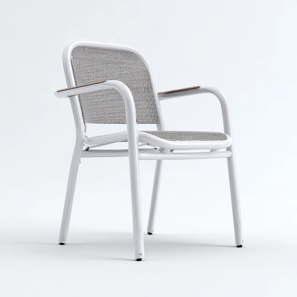 Fauteuil de jardin - Métal - Résine - 55x57x87 cm - Blanc-Gris - Moderne-Nicheara