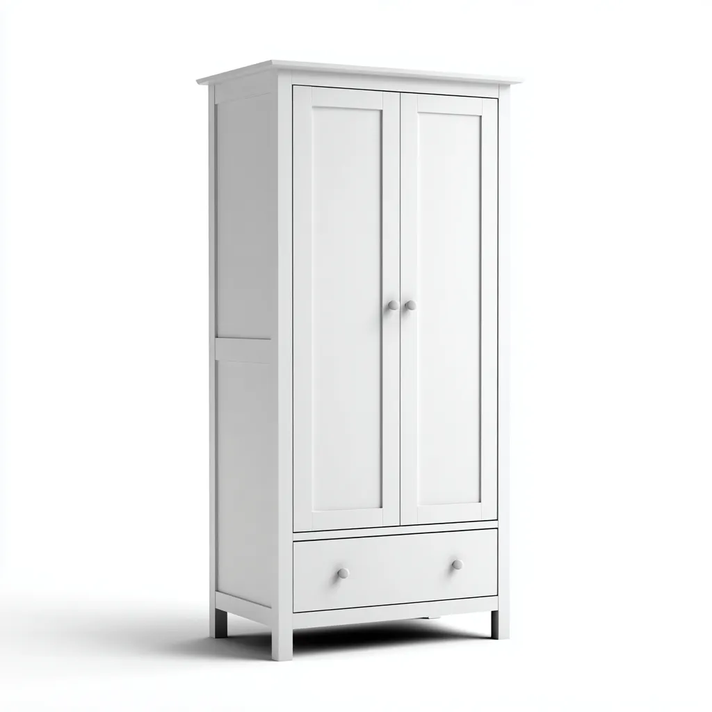Armoire-bois-90x52x195 cm-blanc-design classique-Nicheara