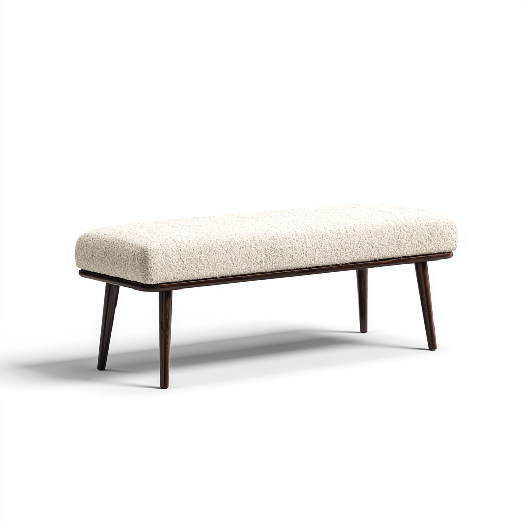Banc de lit-bois-tissu-102x38x45 cm-beige-design moderne-Nicheara