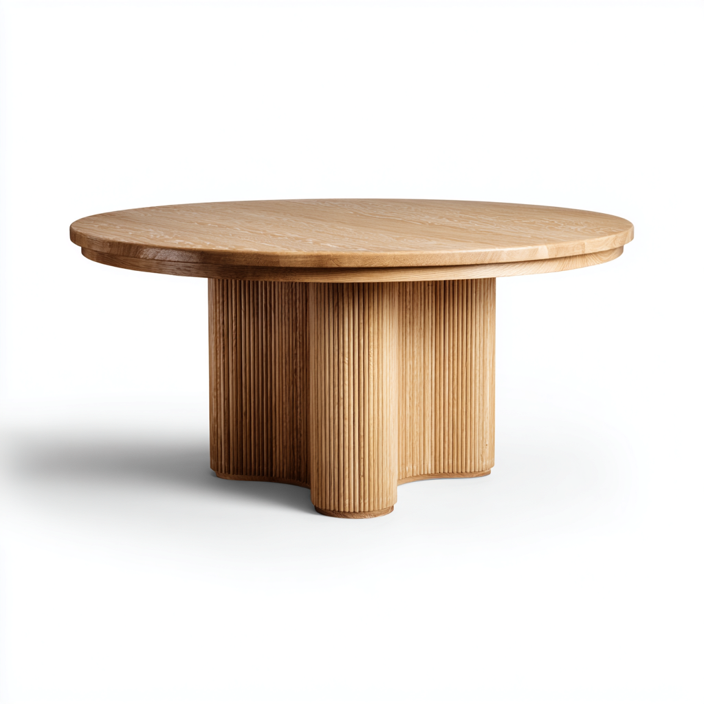 Table à manger - bois - 150x150x76 cm - naturel - style contemporain-Nicheara