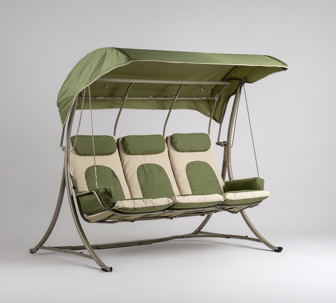 Balancelle de jardin - acier-toile - 190x123x171 cm - vert-beige - style contemporain-Nicheara