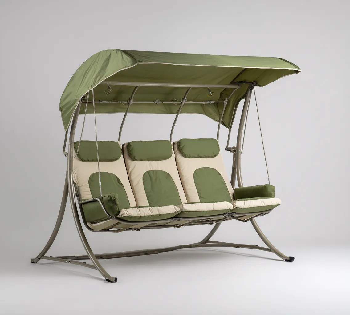 Balancelle de jardin - acier-toile - 190x123x171 cm - vert-beige - style contemporain-Nicheara