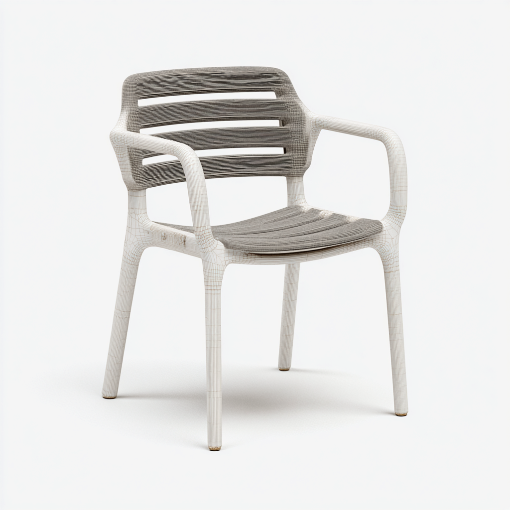 Fauteuil de jardin - Plastique - 56x58x85 cm - Blanc-Gris - Moderne-Nicheara