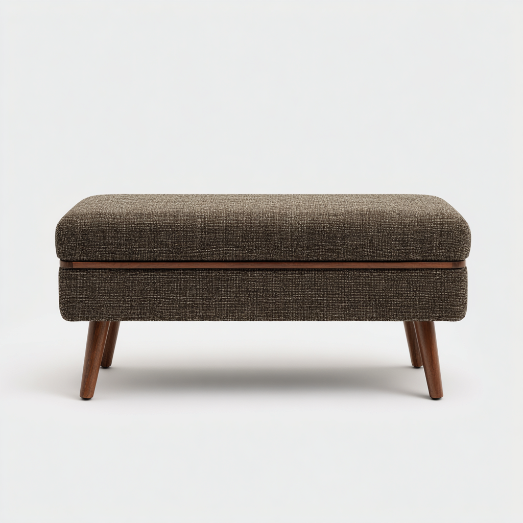 Banc de lit-bois-tissu-100x40x46 cm-brun-design moderne-Nicheara