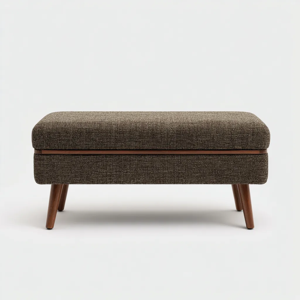 Banc de lit-bois-tissu-100x40x46 cm-brun-design moderne-Nicheara