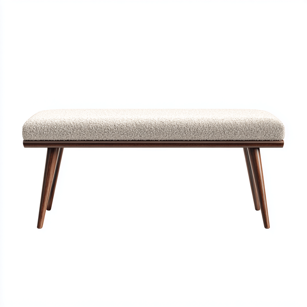 Banc de lit-bois-tissu-95x35x45 cm-beige-design moderne-Nicheara