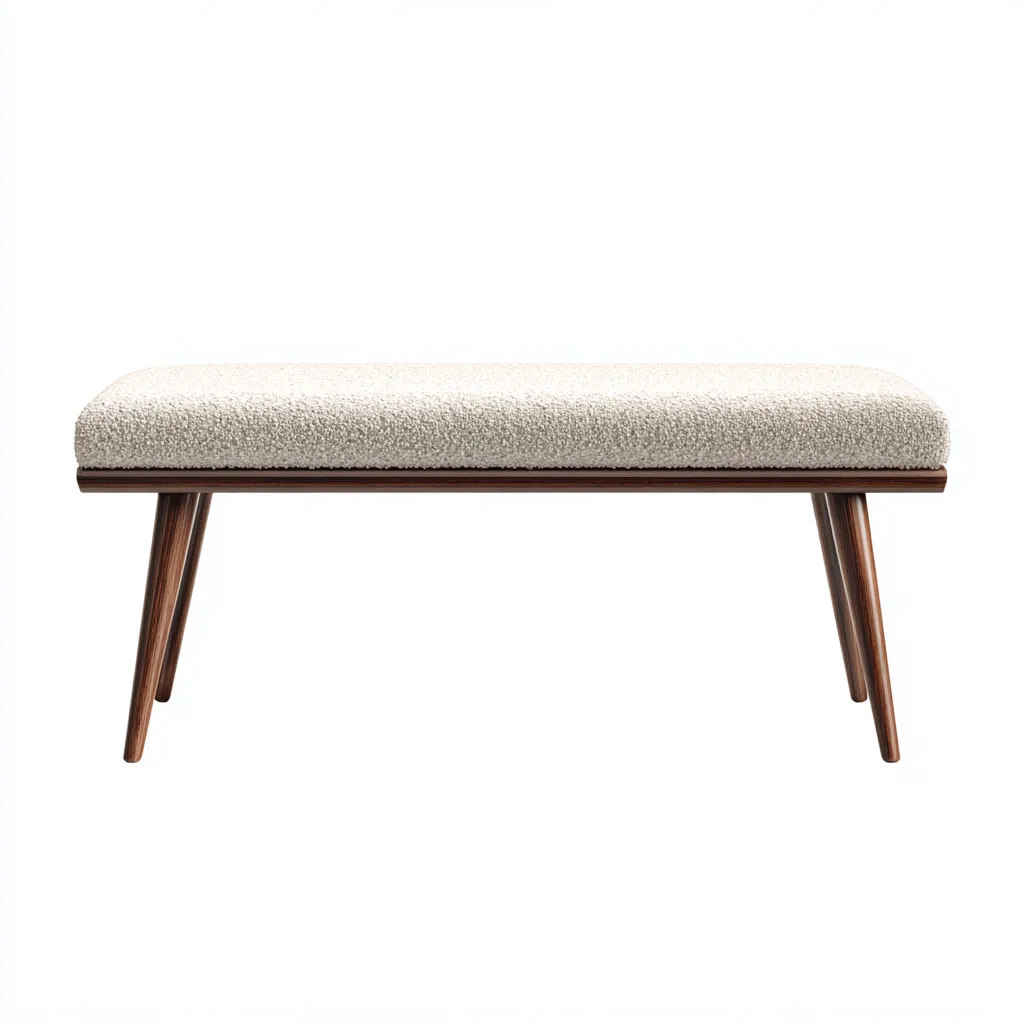 Banc de lit-bois-tissu-95x35x45 cm-beige-design moderne-Nicheara