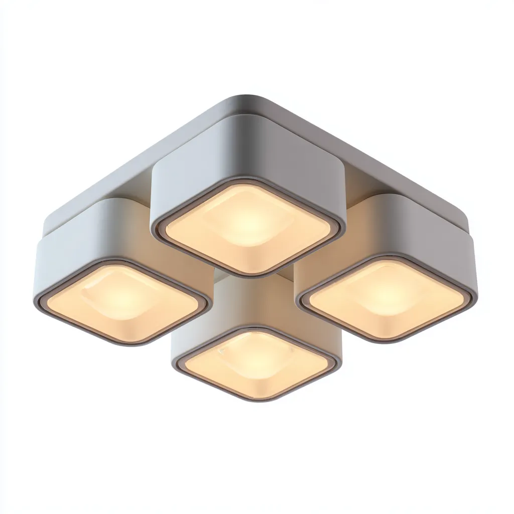 Plafonnier - plastique-métal - 32x32x9 cm - blanc - design moderne-Nicheara