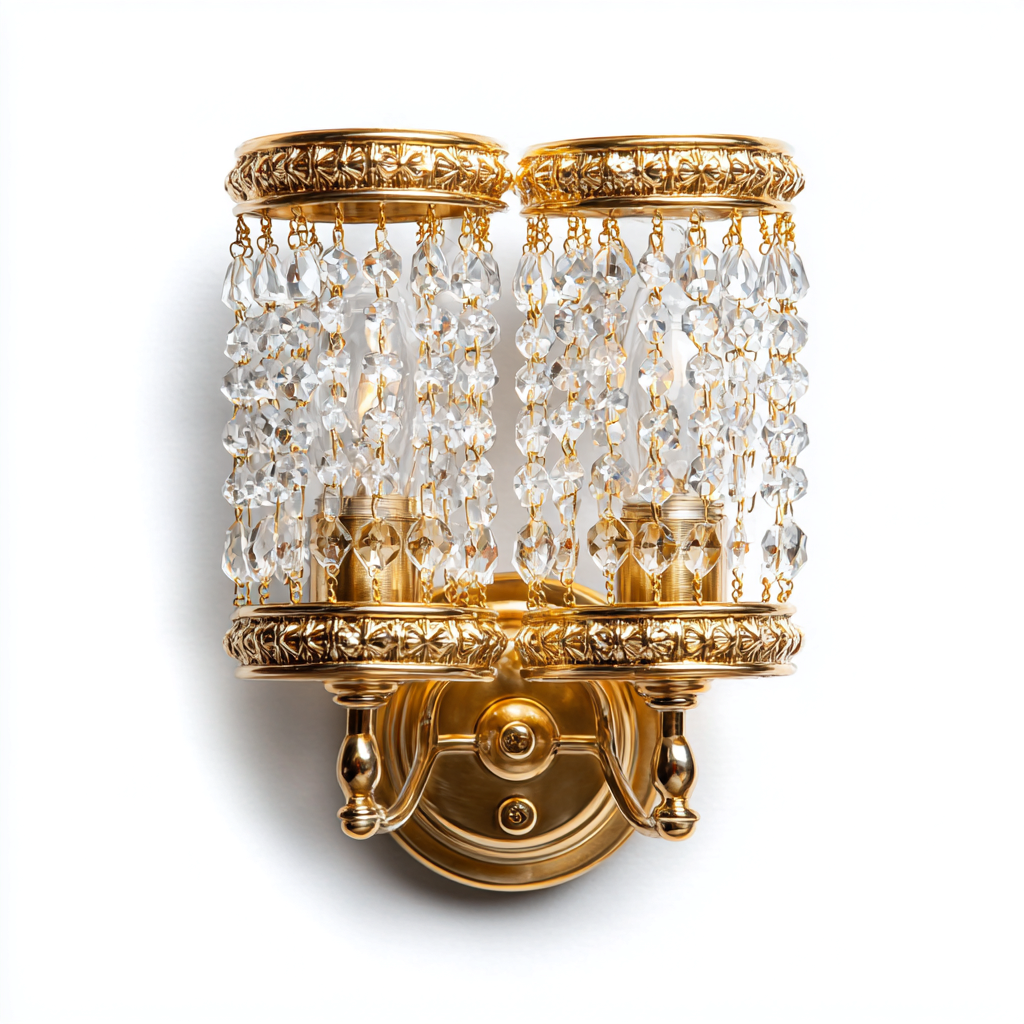 Applique murale - métal-verre - 27x15x32 cm - or-verre transparent - style décoratif classique-Nicheara