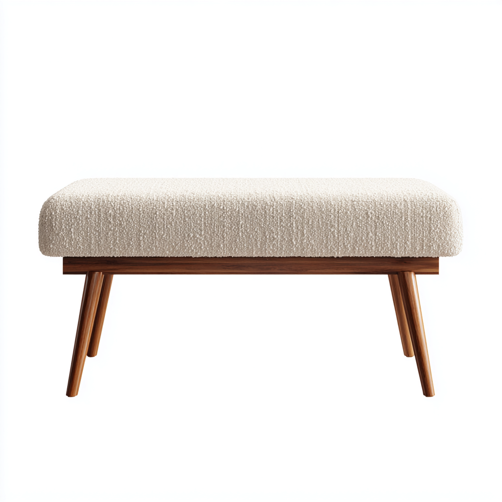 Banc de lit-bois-tissu-98x39x47 cm-beige-design moderne-Nicheara