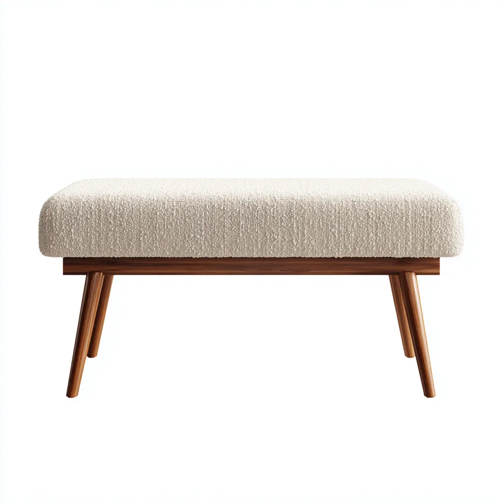 Banc de lit-bois-tissu-98x39x47 cm-beige-design moderne-Nicheara