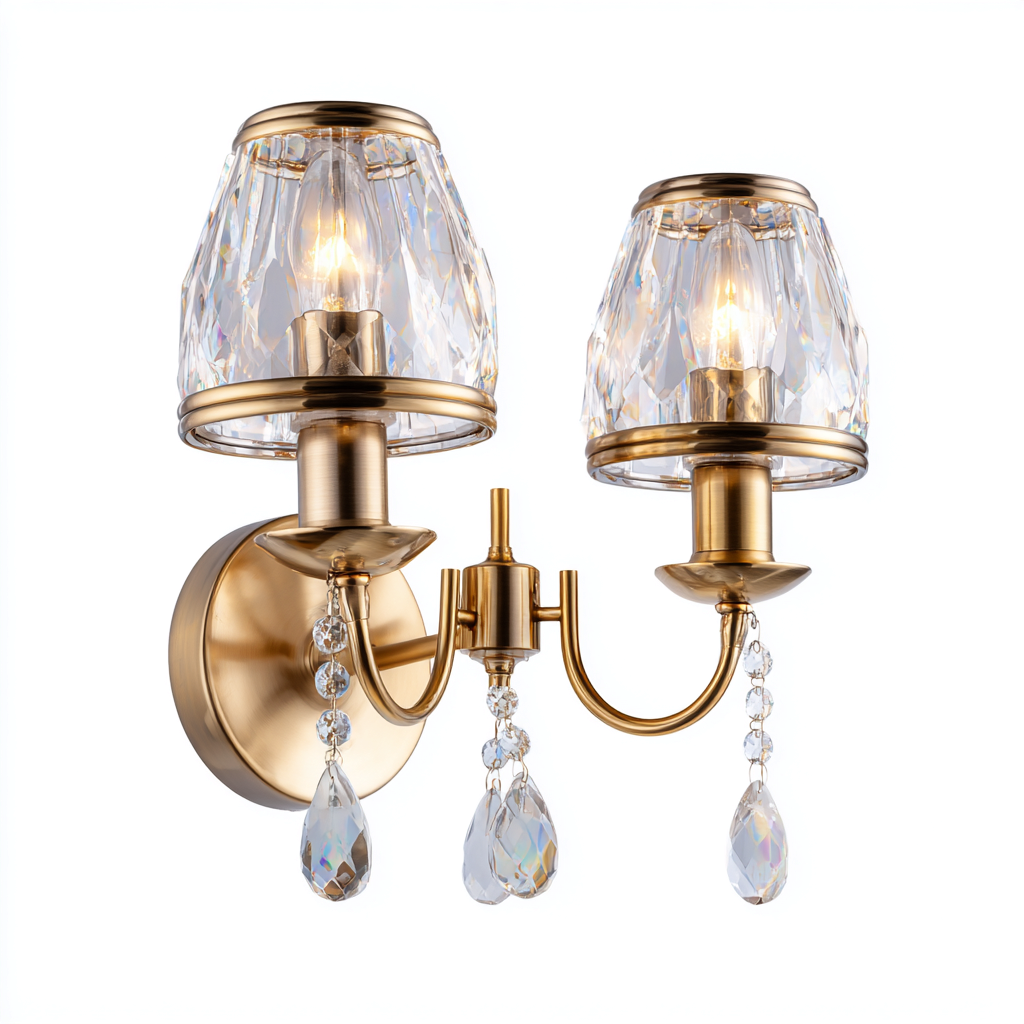 Applique murale - métal-verre - 26x15x30 cm - or-verre transparent - style classique décoratif-Nicheara