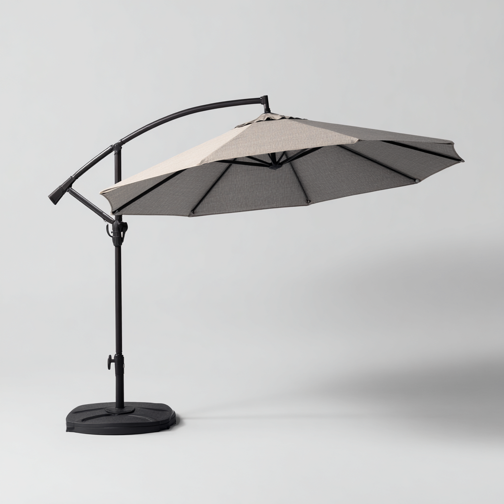 Parasol de jardin - Métal - Polyester - 300x300x260 cm - Beige-Gris - Parasol déporté-Nicheara