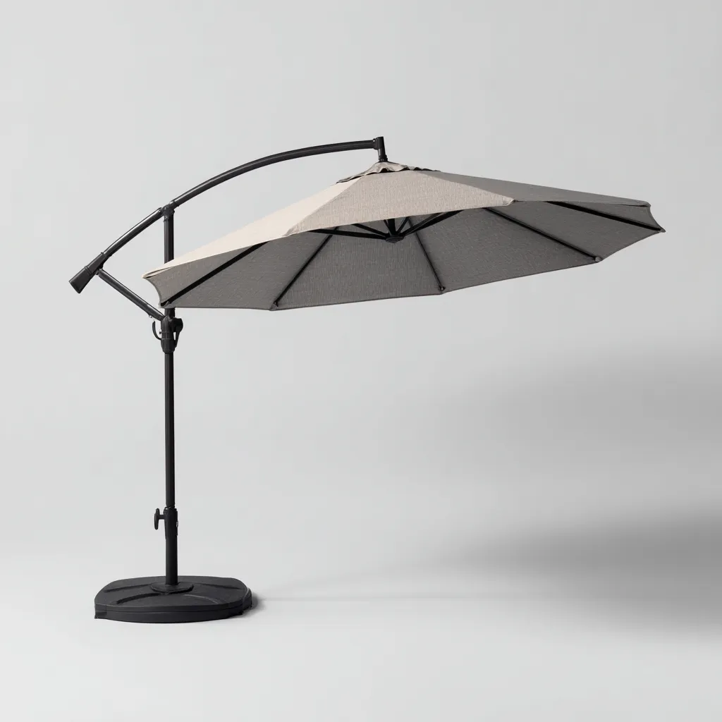 Parasol de jardin - Métal - Polyester - 300x300x260 cm - Beige-Gris - Parasol déporté-Nicheara