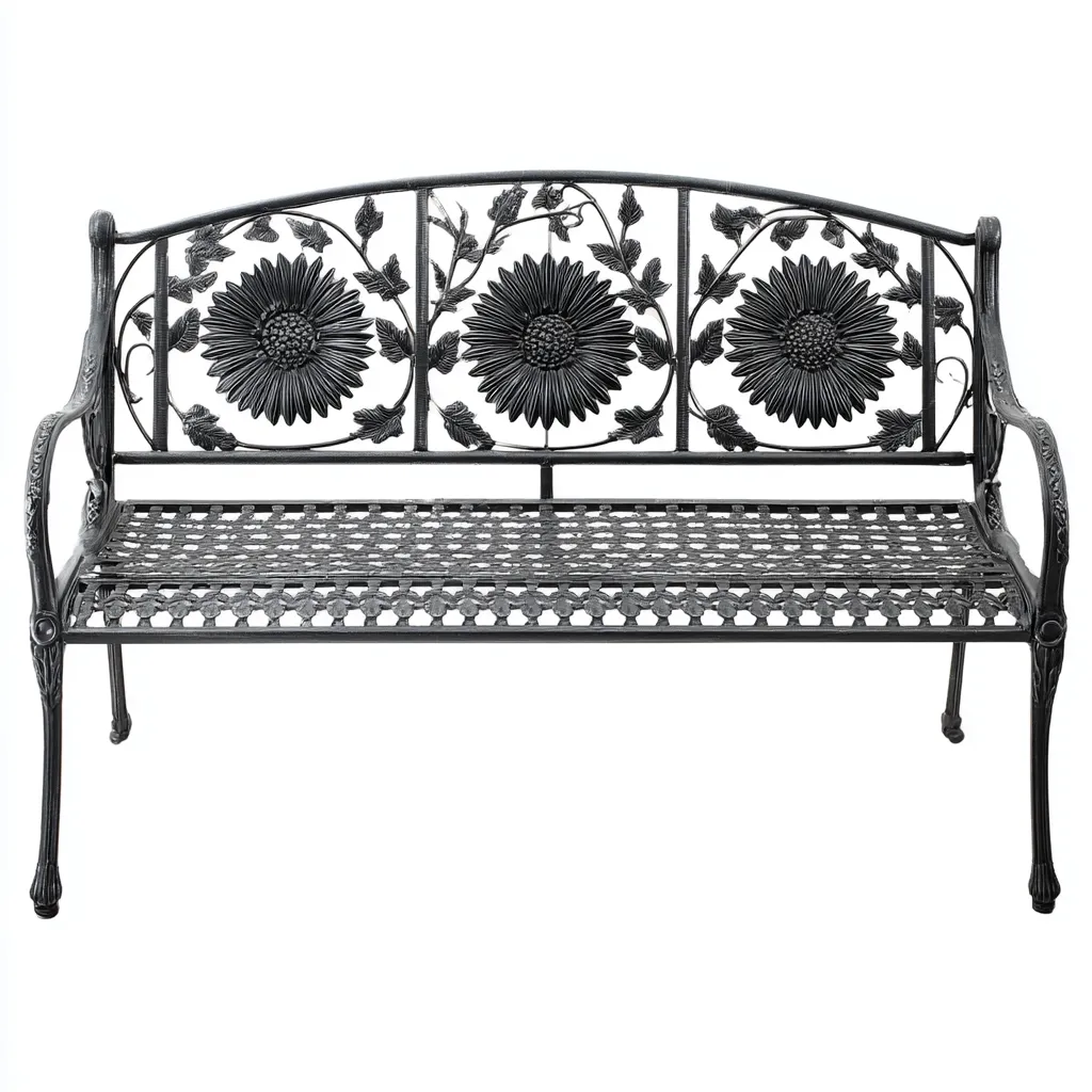Banc de jardin - fonte - métal - 124x57x90 cm - gris noir - style décoratif-Nicheara