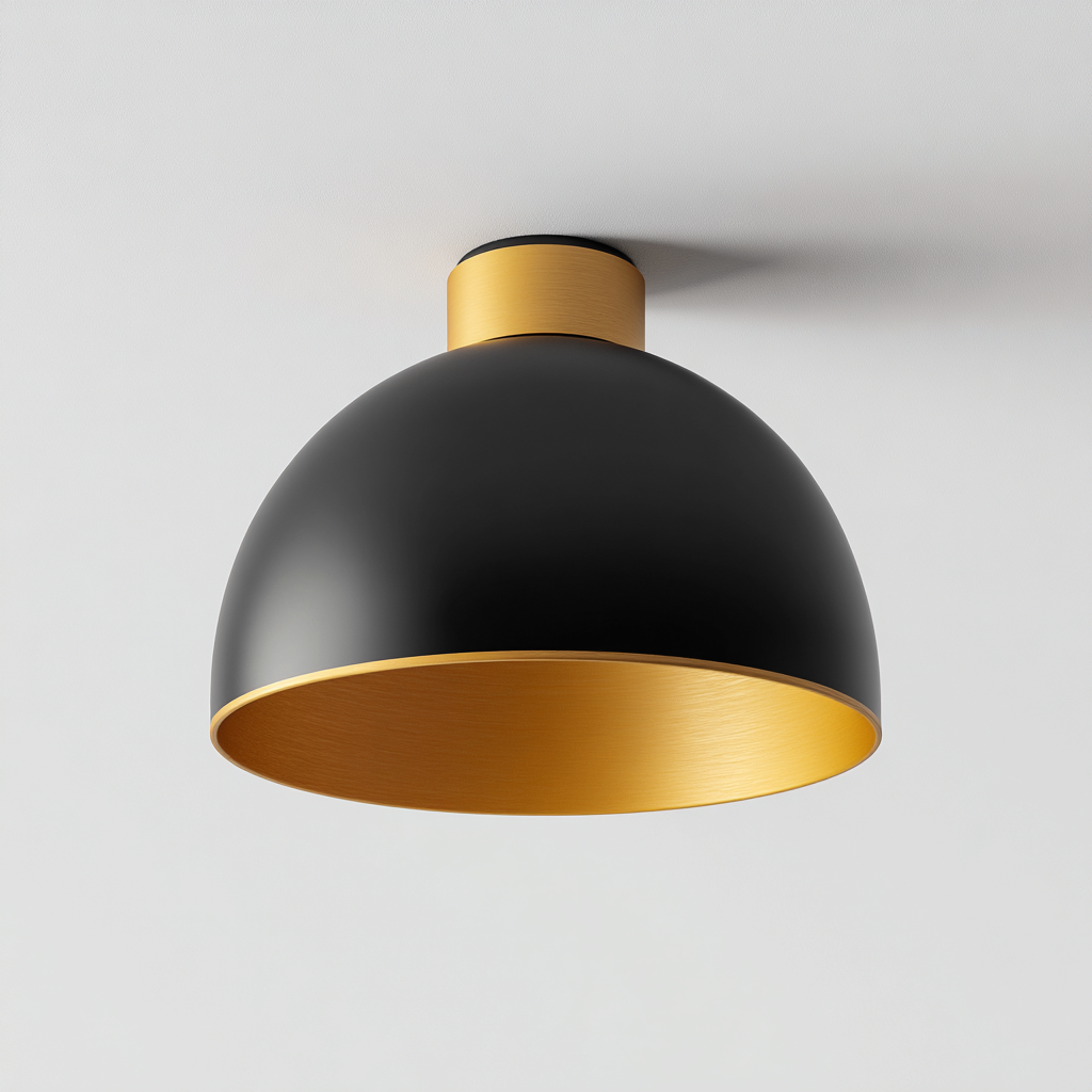 Plafonnier - métal - 28x28x20 cm - noir-doré - design moderne-Nicheara