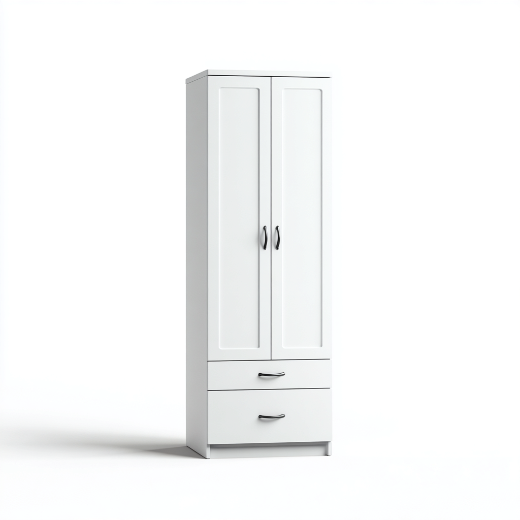 Armoire-bois-85x50x195 cm-blanc-design moderne-Nicheara