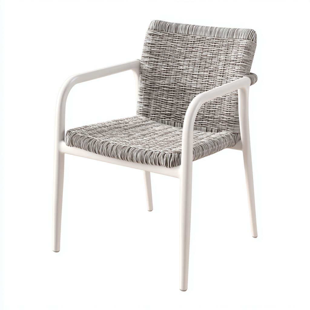 Fauteuil de jardin - Plastique - Résine - 56x58x86 cm - Blanc-Gris - Moderne-Nicheara