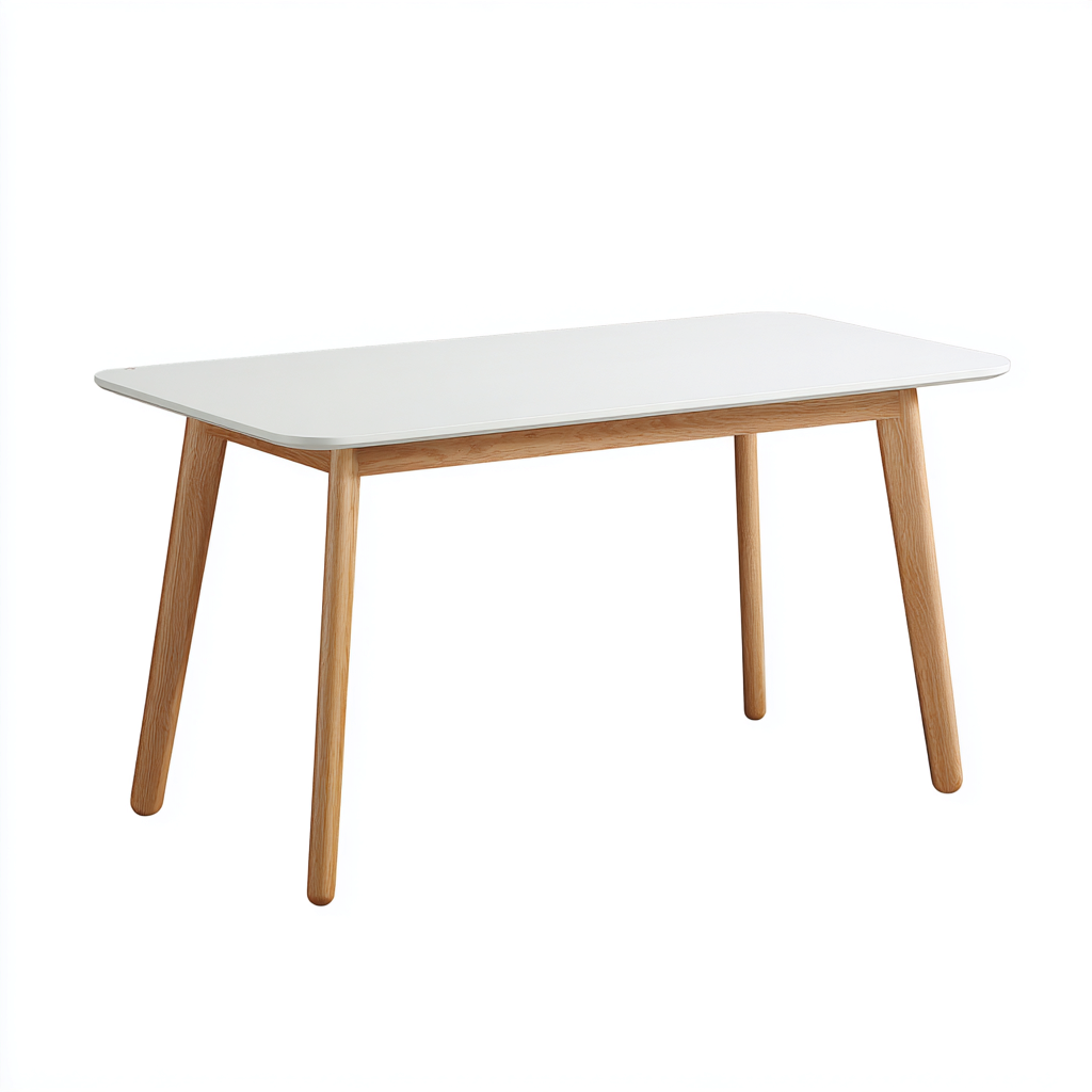 Table à manger - bois - 140x80x75 cm - blanc-naturel - style scandinave-Nicheara
