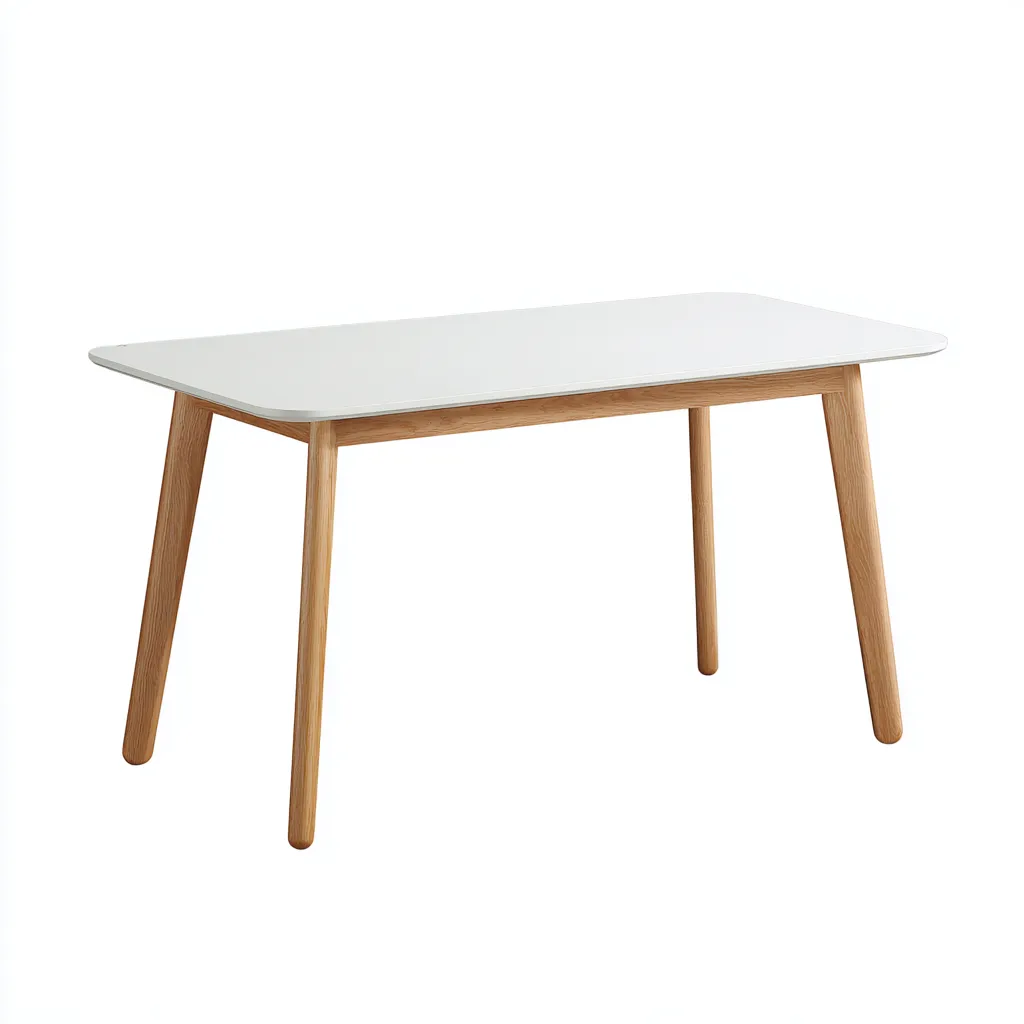 Table à manger - bois - 140x80x75 cm - blanc-naturel - style scandinave-Nicheara