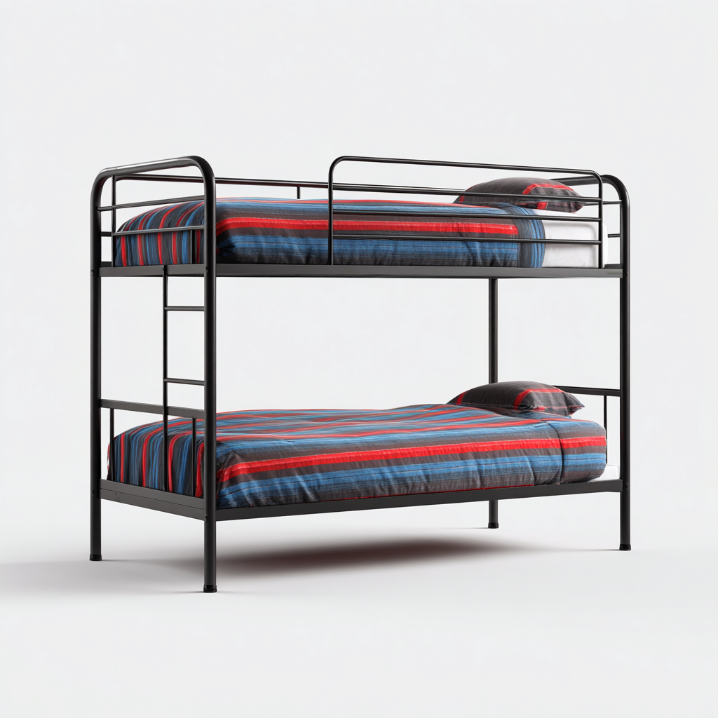 Lits superposés - métal - 198x96x160 cm - noir - style moderne-Nicheara