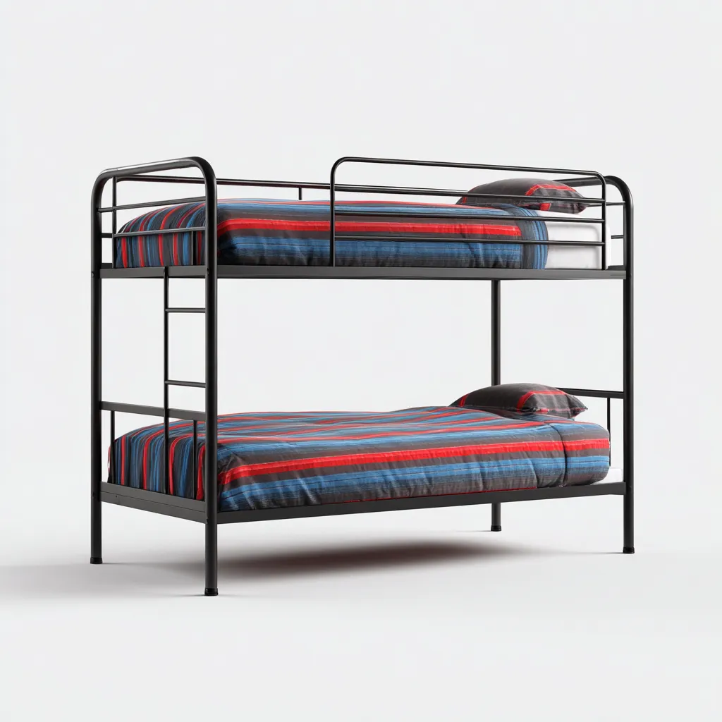 Lits superposés - métal - 198x96x160 cm - noir - style moderne-Nicheara