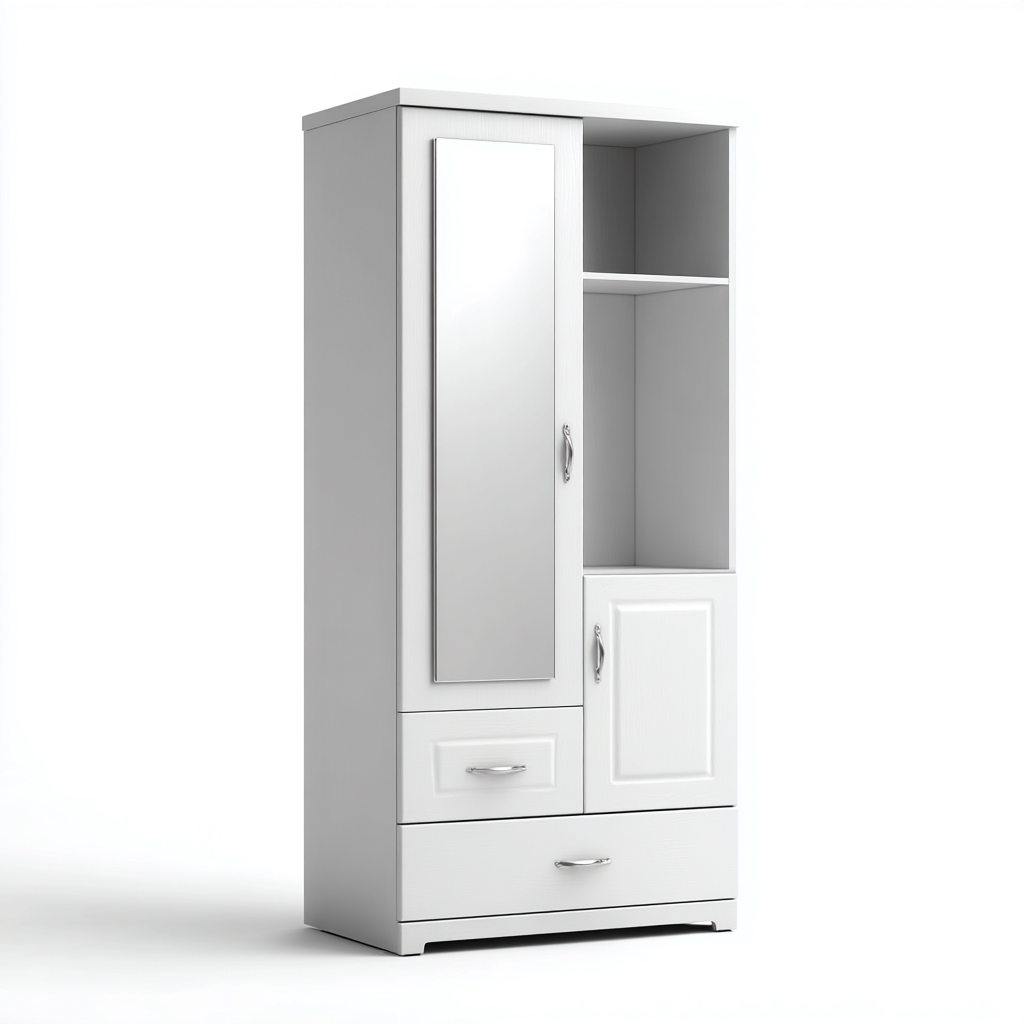 Armoire-bois-90x50x195 cm-blanc-design moderne-Nicheara