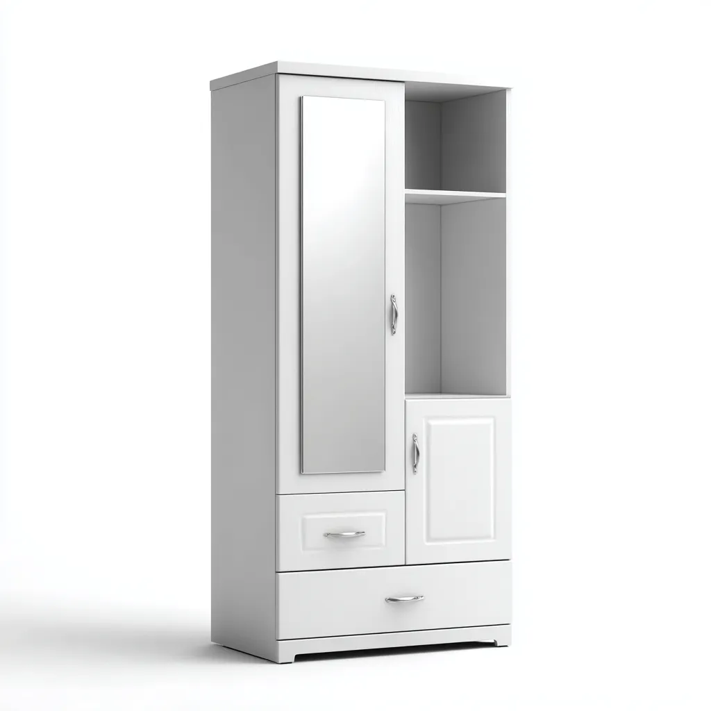 Armoire-bois-90x50x195 cm-blanc-design moderne-Nicheara