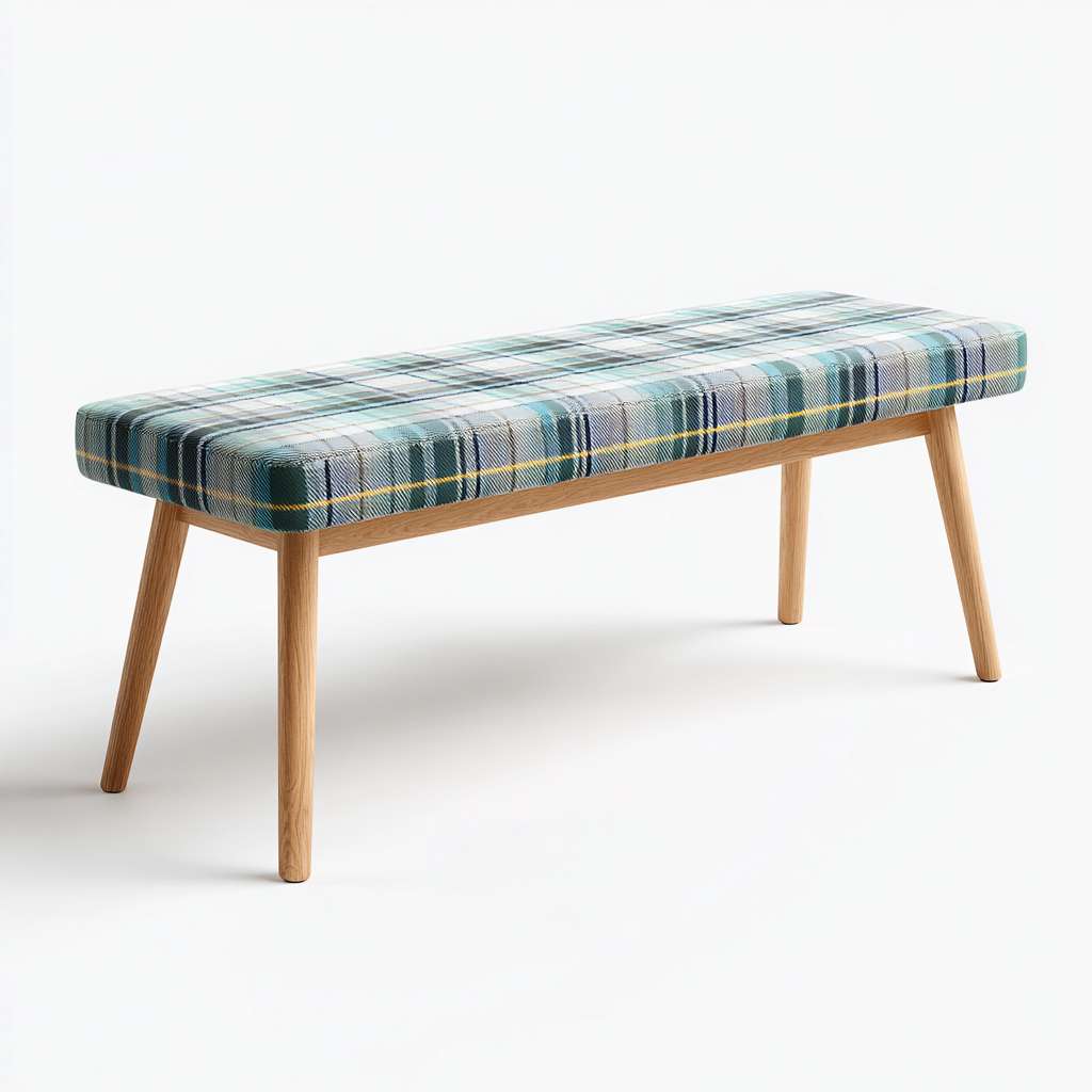 Banc de lit - tissu-bois - 112x36x44 cm - bleu-vert-gris - style scandinave-Nicheara