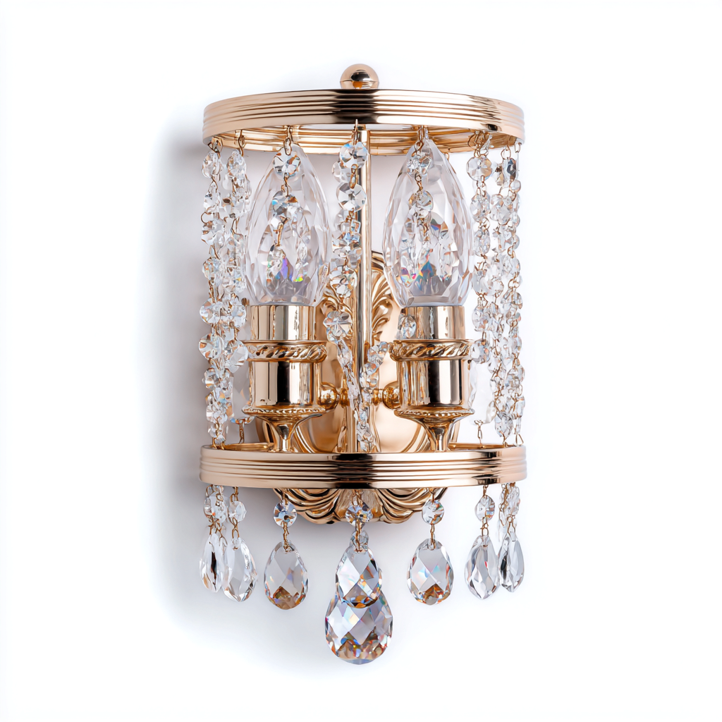 Applique murale - métal-verre - 24x15x34 cm - or-verre transparent - style classique-Nicheara