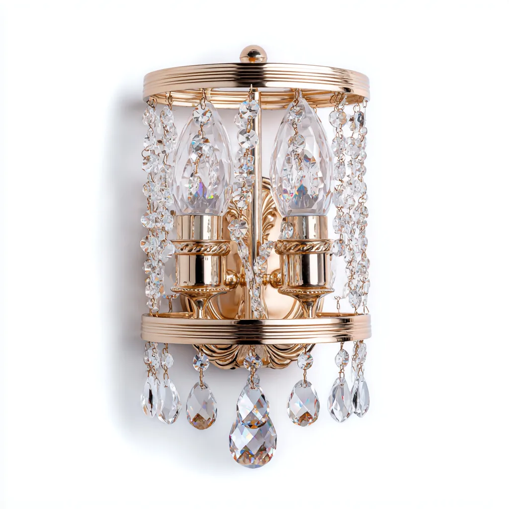 Applique murale - métal-verre - 24x15x34 cm - or-verre transparent - style classique-Nicheara