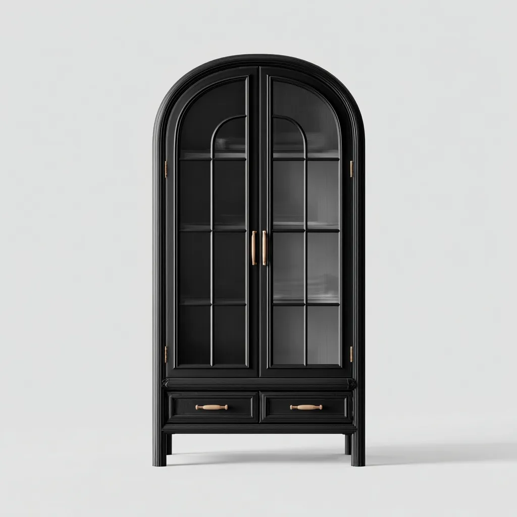 Vitrine - verre trempé-bois - 93x45x198 cm - noir - design classique-Nicheara