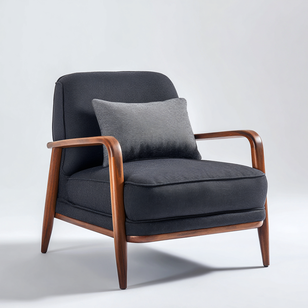 Fauteuil de jardin - Bois - Tissu - 78x72x82 cm - Noir - Moderne-Nicheara