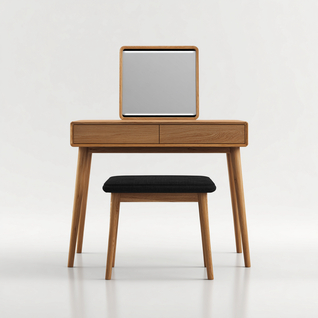 Coiffeuse - bois-métal - 90x46x128 cm - bois-noir - style moderne-Nicheara