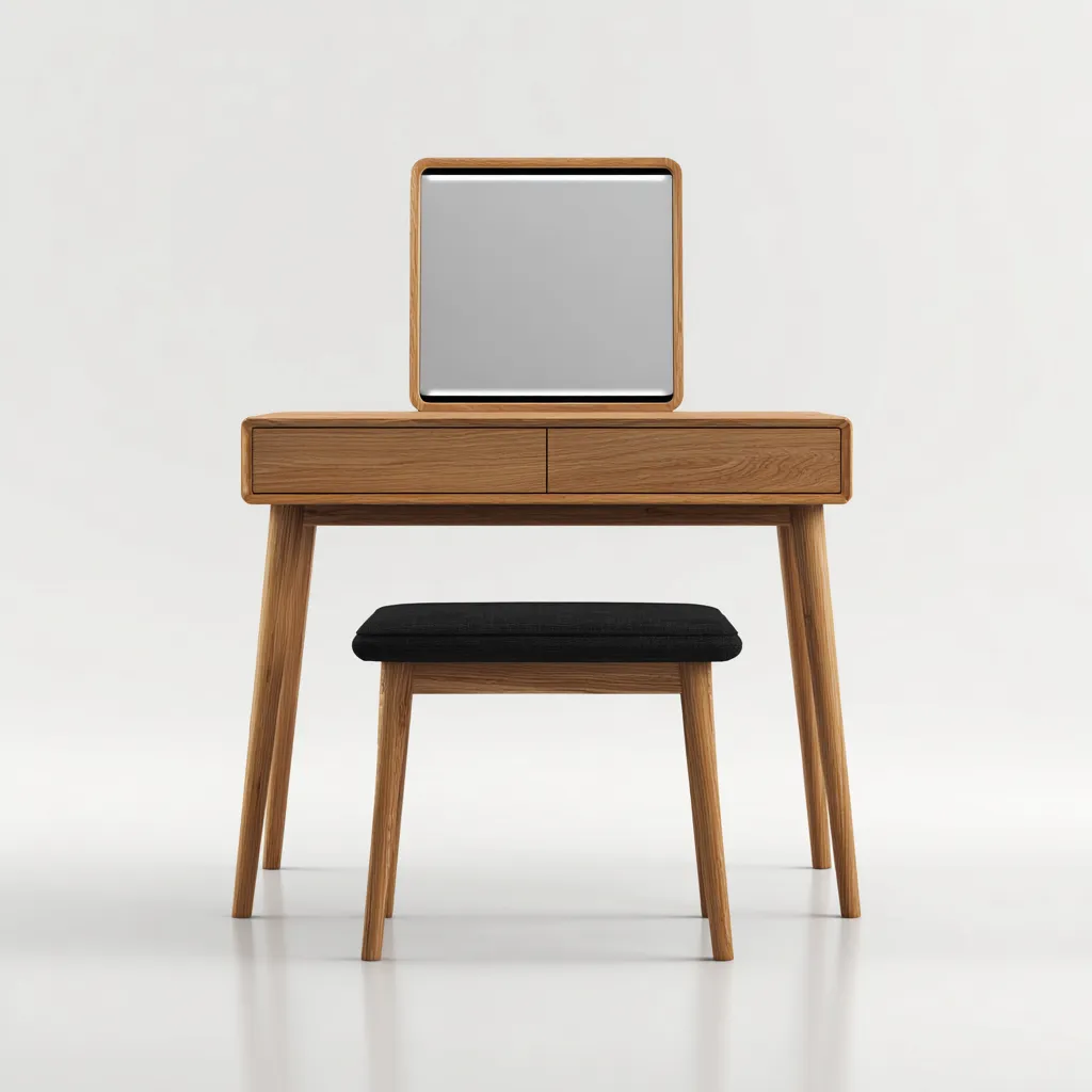 Coiffeuse - bois-métal - 90x46x128 cm - bois-noir - style moderne-Nicheara