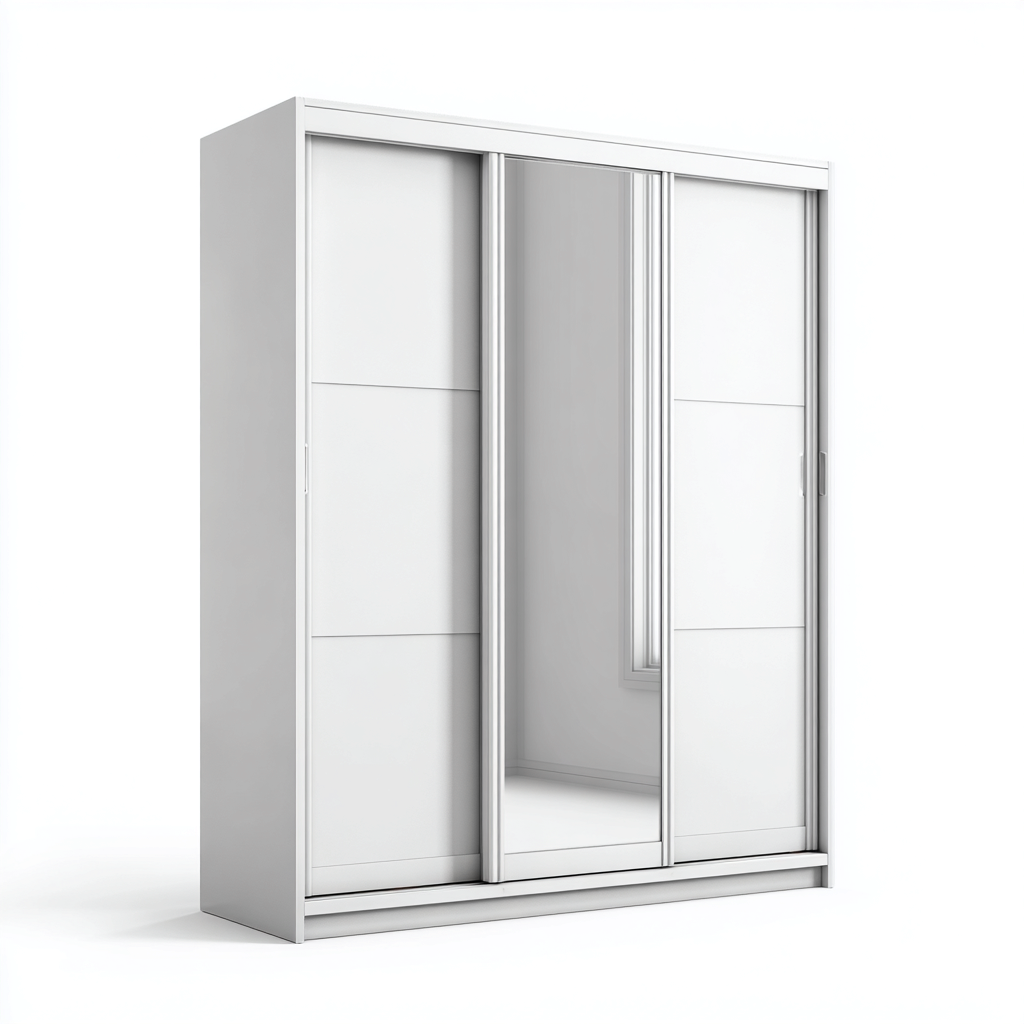 Armoire-bois-220x62x210 cm-blanc-design moderne-Nicheara