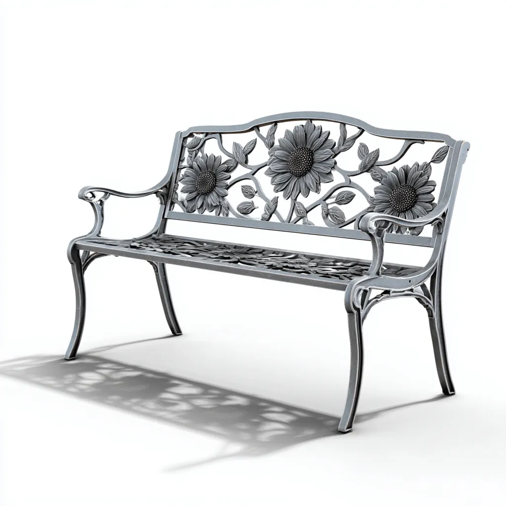 Banc de jardin - fonte - métal - 118x57x88 cm - gris argenté - style décoratif-Nicheara