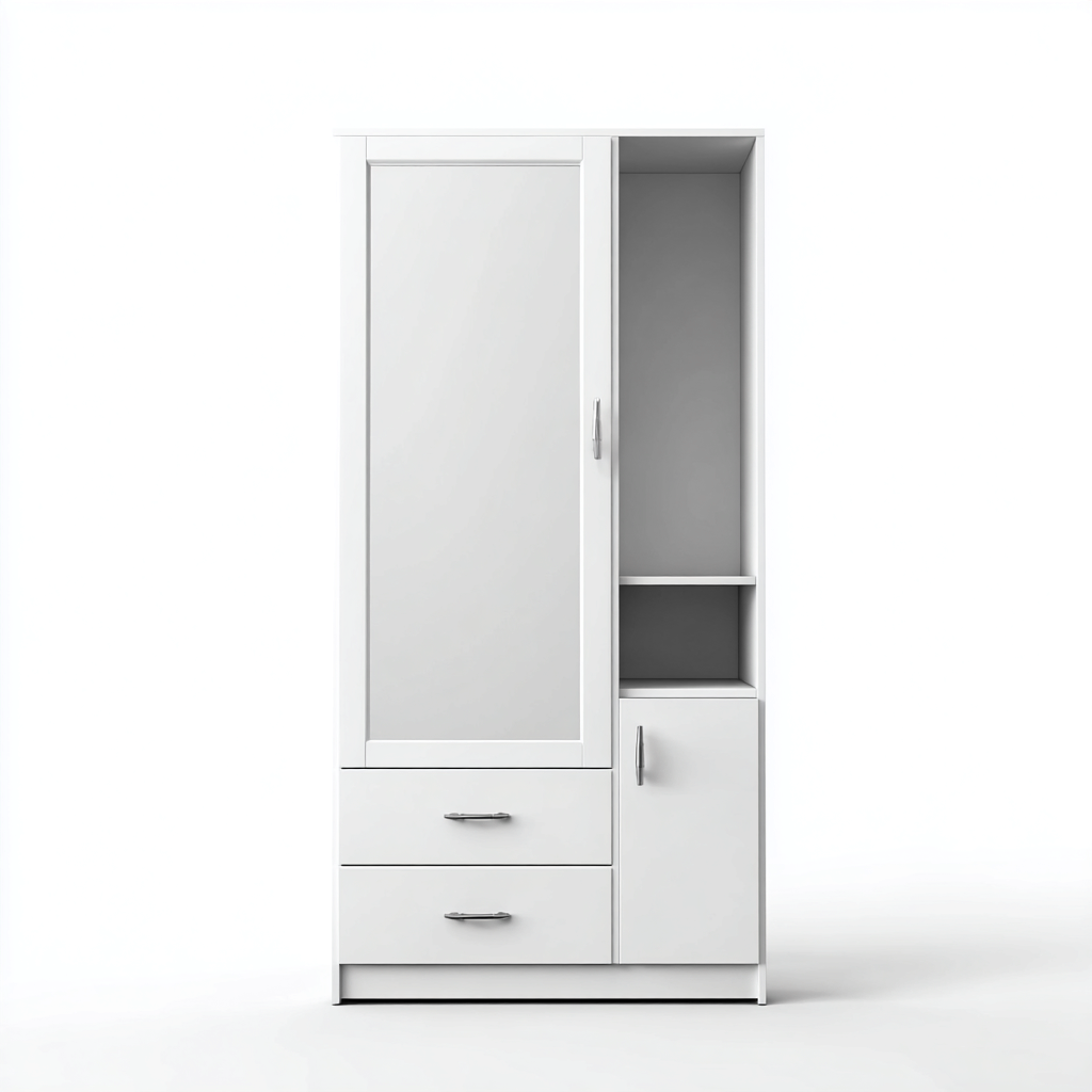 Armoire-bois-92x50x195 cm-blanc-design moderne-Nicheara