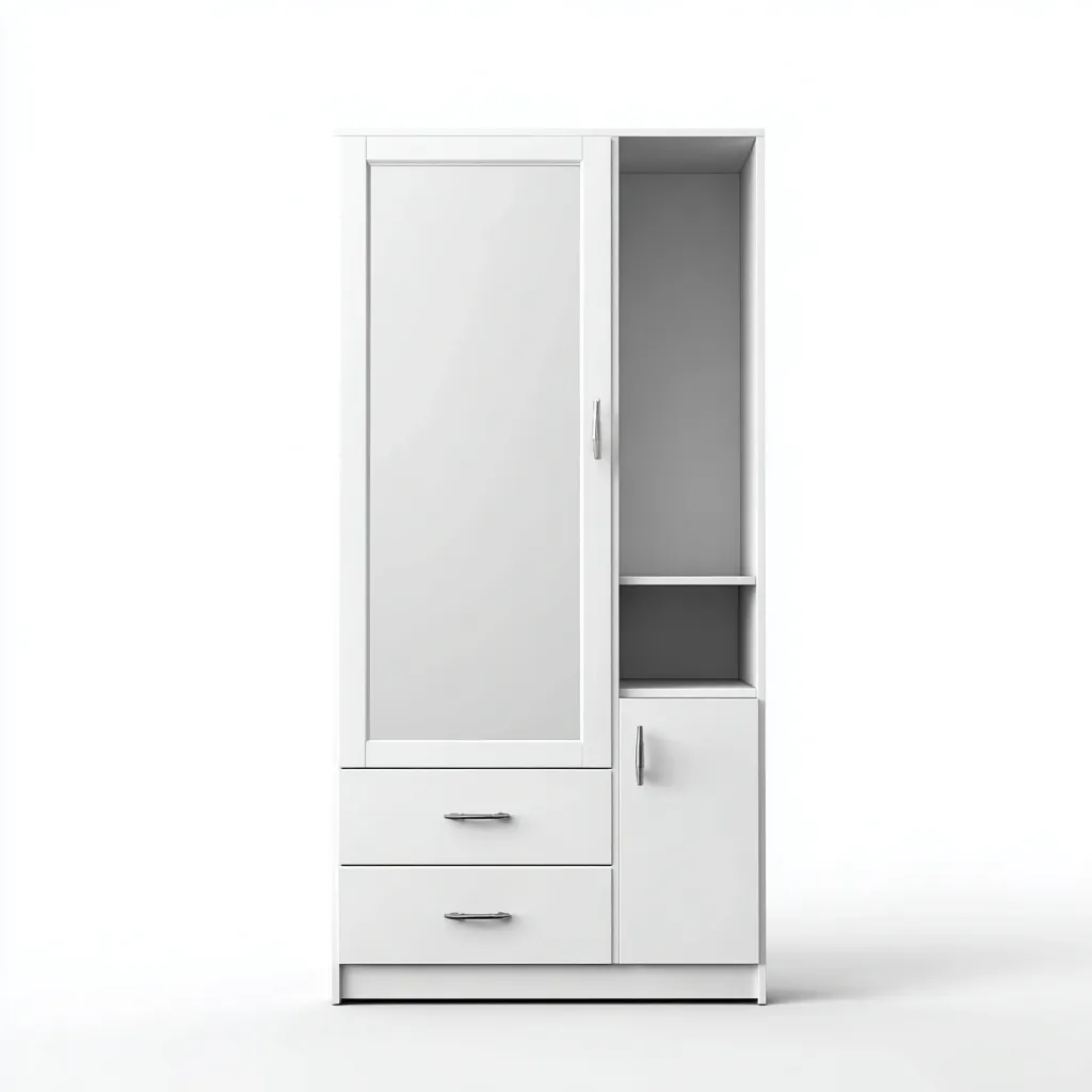 Armoire-bois-92x50x195 cm-blanc-design moderne-Nicheara