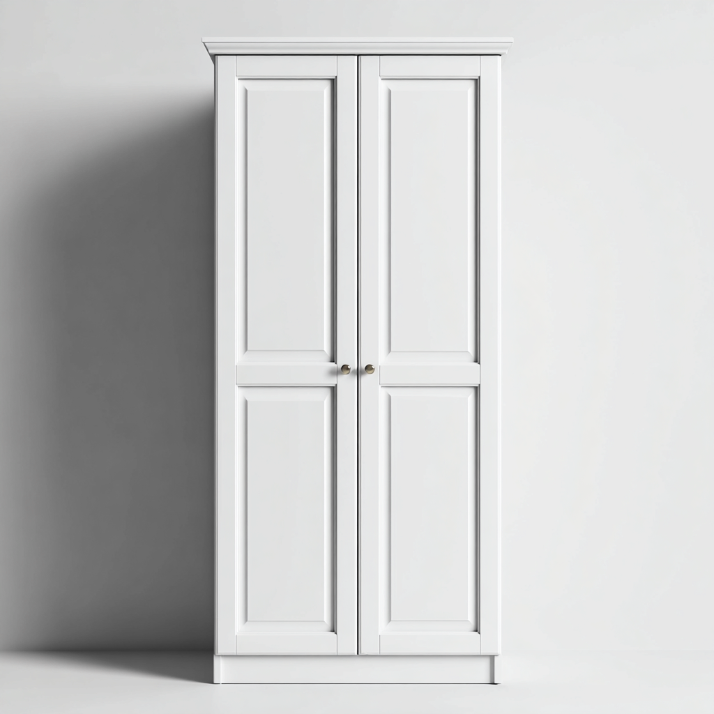 Armoire-bois-120x60x210 cm-blanc-design classique-Nicheara