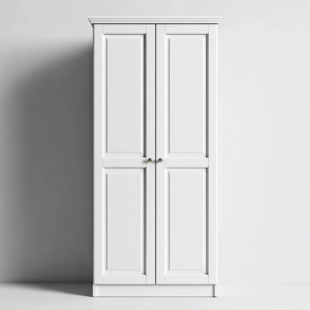 Armoire-bois-120x60x210 cm-blanc-design classique-Nicheara