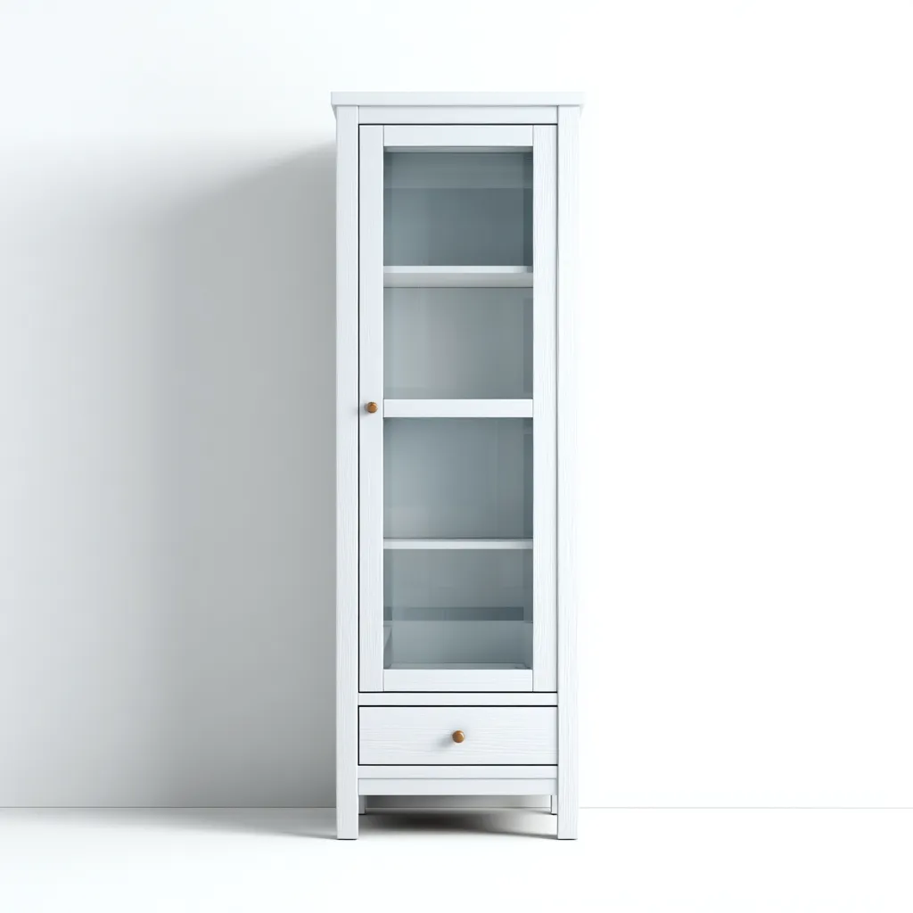 Vitrine - verre trempé-bois - 76x38x180 cm - blanc - design classique-Nicheara