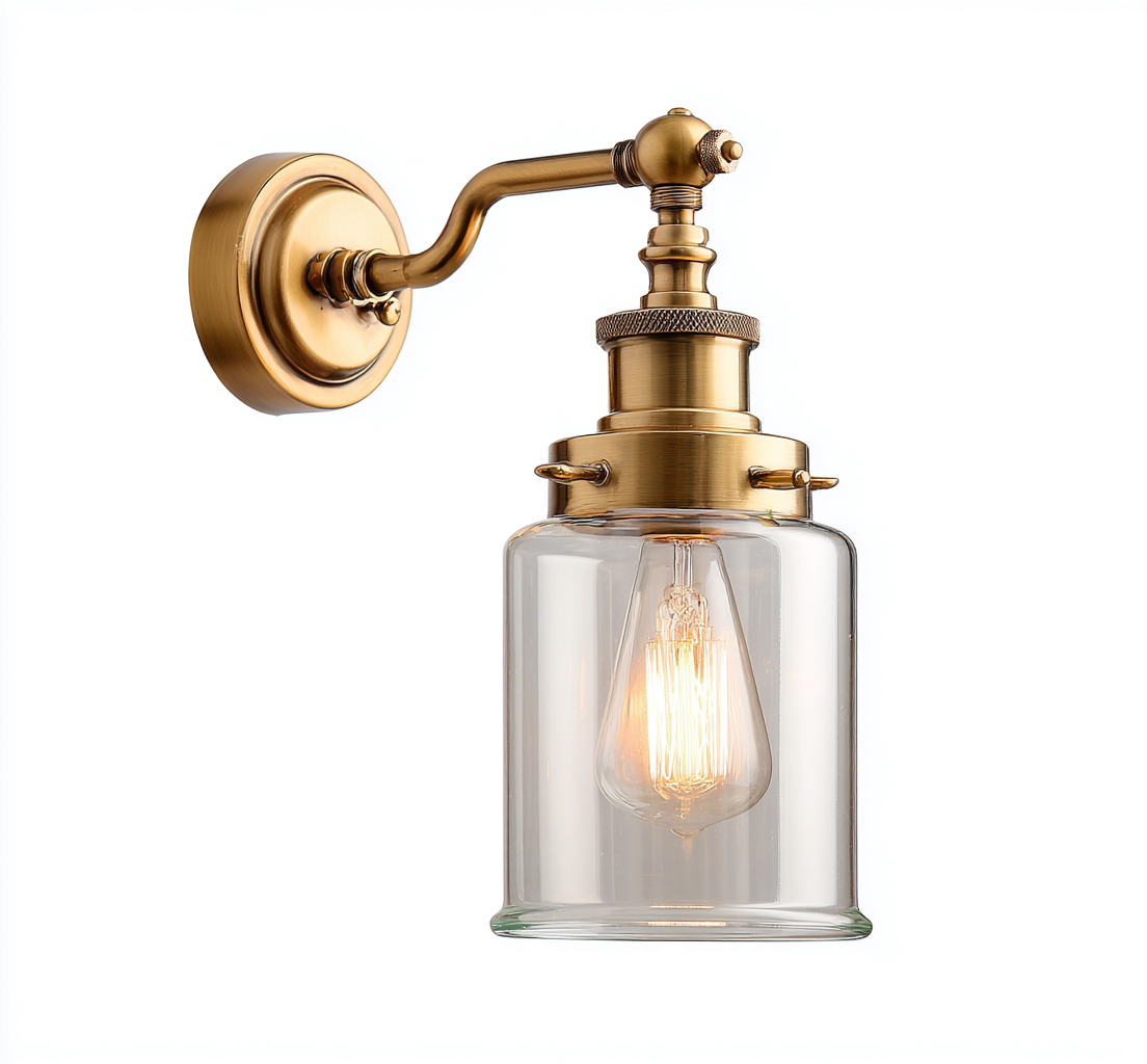 Applique murale - métal-verre - 22x14x29 cm - or-verre transparent - style vintage-Nicheara