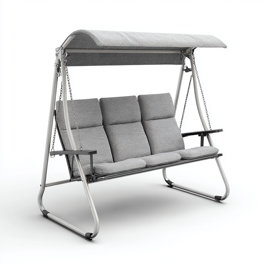 Balancelle de jardin - acier-toile - 186x121x167 cm - gris clair - style contemporain-Nicheara