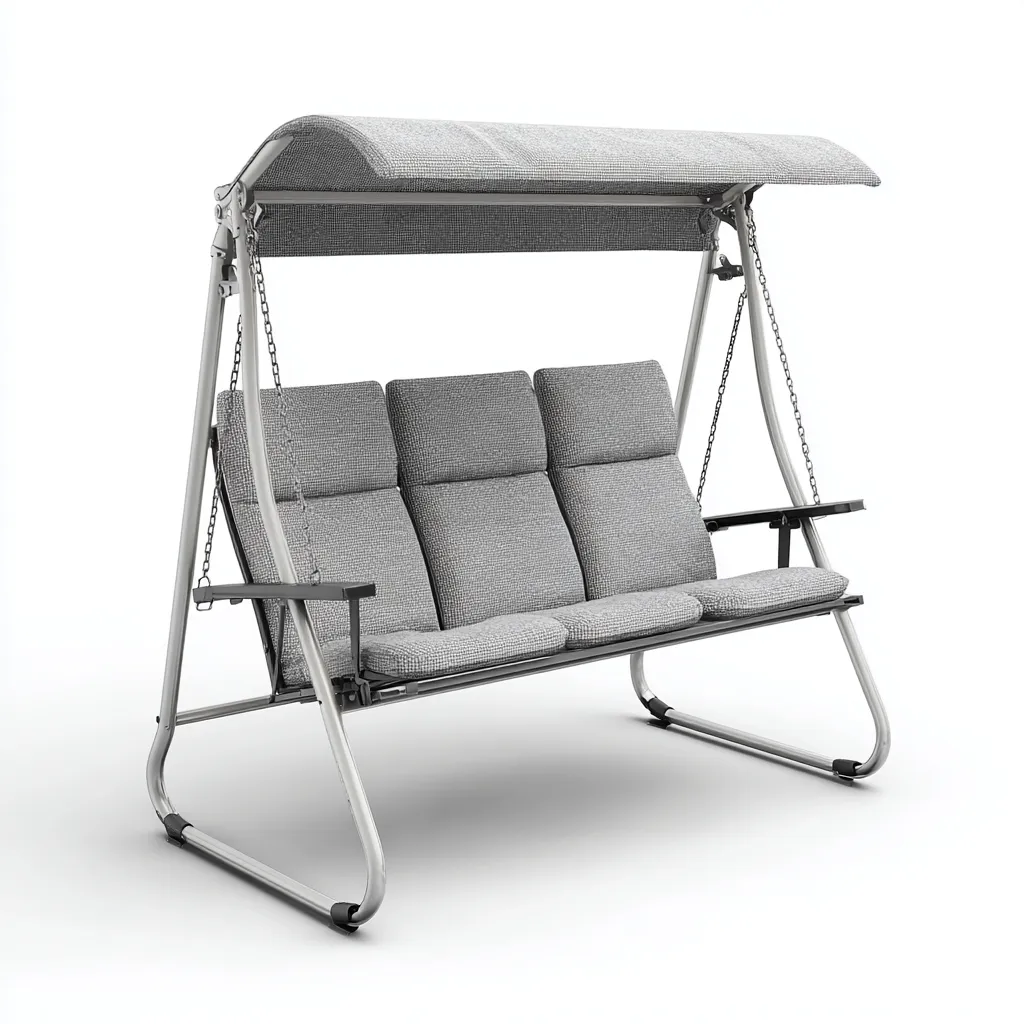 Balancelle de jardin - acier-toile - 186x121x167 cm - gris clair - style contemporain-Nicheara