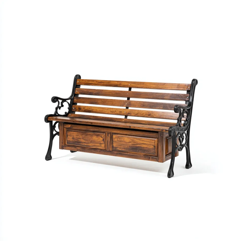 Banc de jardin - bois - fonte - 130x63x92 cm - brun-noir - style classique-Nicheara