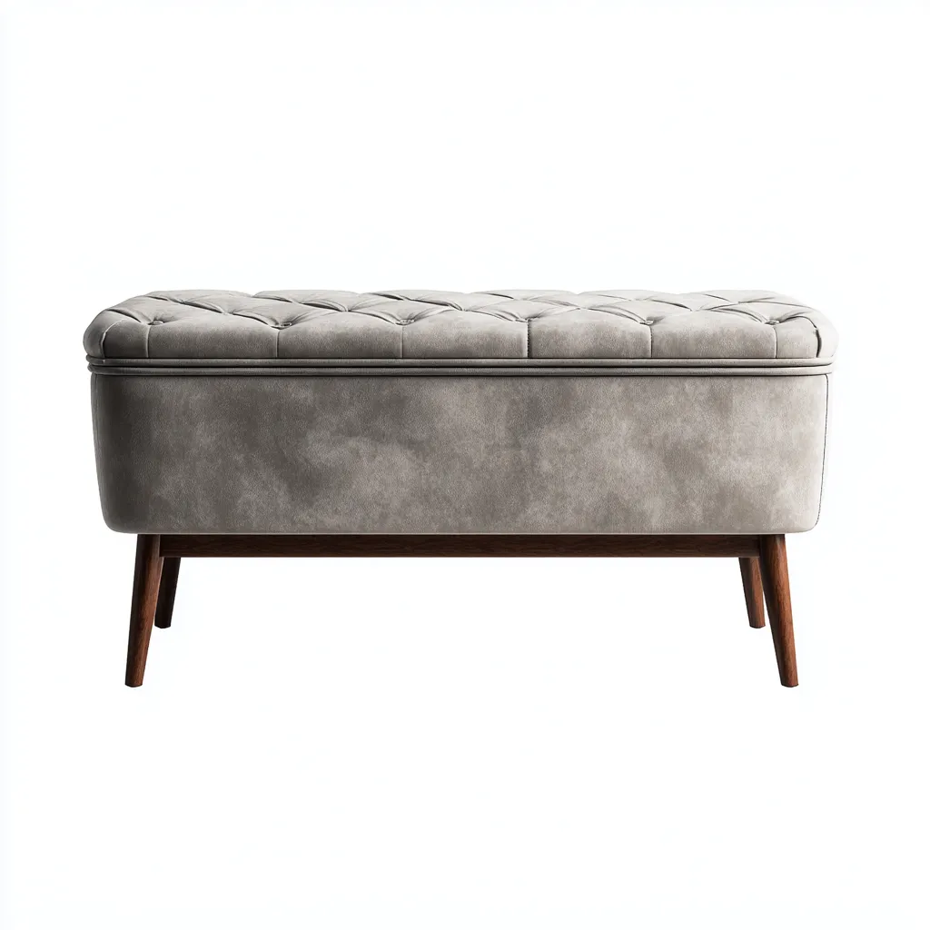 Banc de lit-bois-velours-100x42x46 cm-gris-design moderne-Nicheara
