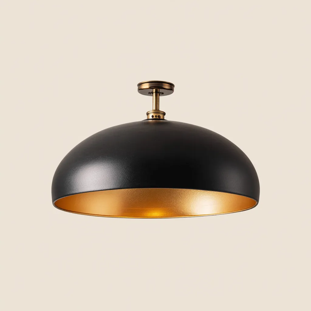 Plafonnier - métal - 36x36x24 cm - noir-doré - design moderne-Nicheara